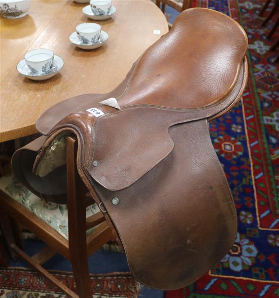 A leather saddle